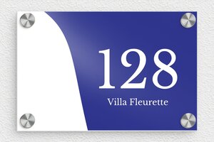 Plaque Numéro de maison bleue  - Aluminium - 150 x 100 mm - bleu - screws-caps - num-maison-bleu-022-1