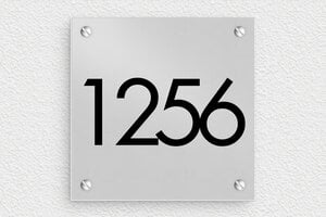 Plaque numéro maison en inox - num-maison-metal-007--1 - 100 x 100 mm - anodise - screws - num-maison-metal-007--1