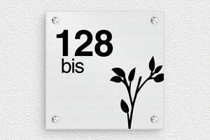 Plaque numéro maison en inox - num-maison-metal-009-1 - 100 x 100 mm - brosse - screws - num-maison-metal-009-1