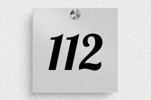 Plaque numéro maison en inox - num-maison-metal-015-1 - 100 x 100 mm - anodise - screws-spacer - num-maison-metal-015-1