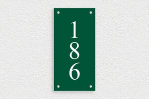 Plaque verte numéro de maison - num-maison-vert-006-1 - 100 x 200 mm - vert-sapin-blanc - screws - num-maison-vert-006-1