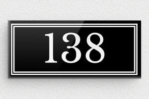 Plaque numéro maison en plexiglas - numero-maison-plexi-001-3 - 80 x 35 mm - noir-blanc - glue - numero-maison-plexi-001-3