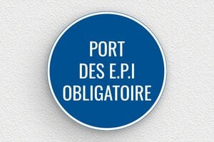 Panneau de signalisation - Panneau rond port des EPI obligatoire - 300 x 300 mm - PVC - bleu-blanc - glue - panneau-chantier-002-3