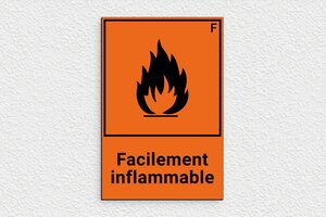 Panneau danger - Panneau inflammable - 140 x 210 mm - PVC - orange-noir - glue - panneau-chimique-004-3