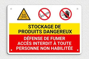 Panneau de signalisation - Panneau stockage de produits dangereux - 300 x 200 mm - PVC - custom - screws - panneau-chimique-005-3