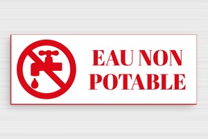 Panneau eau non potable - PVC - 200 x 75 mm - blanc-rouge - glue - panneau-eau-non-potable-010-3