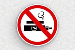 Panneau signalétique - Plaque ronde interdiction de fumer et de vapoter - 200 x 200 mm - PVC - custom - glue - panneau-fumer-vapoter-002-3
