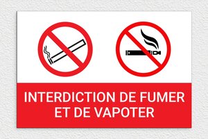 Panneau de signalisation - Panneau interdiction de fumer et de vapoter - 450 x 300 mm - PVC - custom - glue - panneau-fumer-vapoter-003-3
