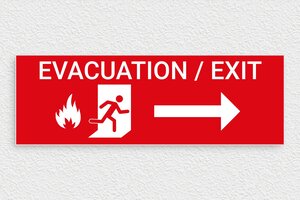 Panneau de signalisation - Panneau évacuation incendie - 300 x 100 mm - PVC - rouge-blanc - glue - panneau-incendie-001-3