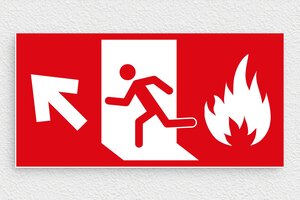 Signalisation secours & évacuation - Panneau sortie de secours incendie - 200 x 100 mm - PVC - rouge-blanc - glue - panneau-incendie-002-3