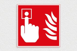 Panneau de signalisation - Panneau incendie appuyez le déclencheur - 250 x 250 mm - PVC - rouge-blanc - glue - panneau-incendie-005-3