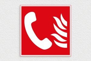 Panneau signalétique - Panneau téléphone incendie - 250 x 250 mm - PVC - rouge-blanc - glue - panneau-incendie-006-3