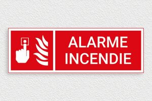 Panneau signalétique - Panneau alarme incendie - 300 x 100 mm - PVC - rouge-blanc - glue - panneau-incendie-007-3