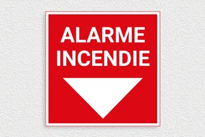 Panneau de signalisation - Plaque alarme incendie - 250 x 250 mm - PVC - rouge-blanc - glue - panneau-incendie-008-3