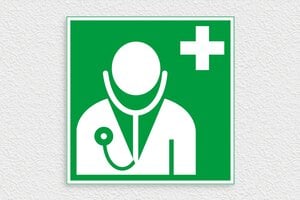 Signalisation secours & évacuation - Panneau de secours médecin - 250 x 250 mm - PVC - vert-blanc - glue - panneau-secours-002-3