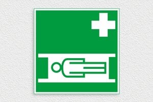 Signalisation secours & évacuation - Panneau de secours civière - 250 x 250 mm - PVC - vert-blanc - glue - panneau-secours-003-3