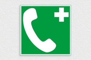 Signalisation secours & évacuation - Panneau téléphone d'urgence - 250 x 250 mm - PVC - vert-blanc - glue - panneau-secours-004-3