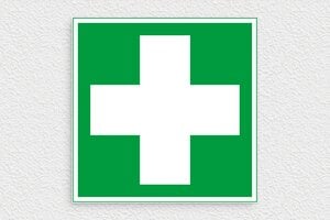 Signalisation secours & évacuation - Plaque premiers secours - 200 x 200 mm - PVC - vert-blanc - glue - panneau-signalisation-002-3