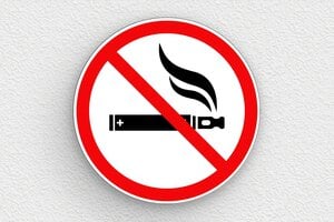 Affiche interdiction de fumer et vapoter - Plaque ronde interdiction de vapoter - 200 x 200 mm - PVC - custom - glue - panneau-vapoter-002-3