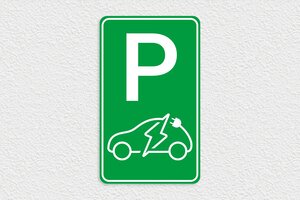 Signalétique Parking - Panneau parking voiture électrique - 300 x 500 mm - PVC - vert-blanc - glue - panneau-voiture-electrique-003-3