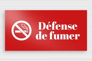 Panneau interdiction - Plaque défense de fumer - 200 x 100 mm - Aluminium - rouge - glue - pl-aluminium-007-1