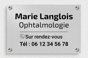 Plaque Ophtalmologue - pl-aluminium-027-4 - 300 x 200 mm - anodise - screws-spacer - pl-aluminium-027-4