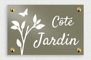 Plaque Jardin - pl-aluminium-032-1 - 210 x 140 mm - taupe - screws-caps - pl-aluminium-032-1