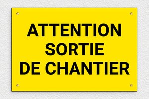 Panneau danger - Panneau attention sortie de chantier - 300 x 200 mm - PVC - jaune-noir - screws - pl-avertissement-0010-1