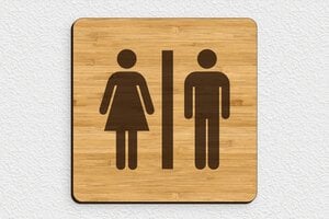 Signalétique pour le tourisme - Panneau de toilettes en bois - 150 x 150 mm - Bois - bambou - glue - pl-bois-014-1