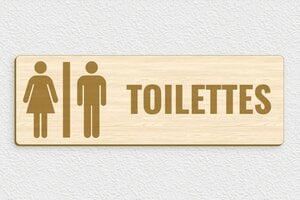 Plaque de porte WC - Toilettes et salle de bains - Panneau toilettes en bois - 300 x 100 mm - Bois - erable - glue - pl-bois-023-4