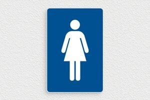 Menu QR code restaurant - Plaque signalétique toilette femme - 100 x 150 mm - PVC - bleu-blanc - none - pl-bois-026-1