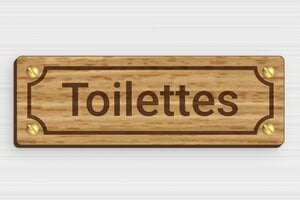 Signalétique directionnelle - Plaque toilettes - Bois - 150 x 50 mm - 150 x 50 mm - Bois - chene - screws - pl-bois-032-4