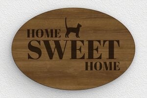 Idée cadeau crémaillère - Plaque ovale home sweet home - 210 x 140 mm - Bois - noyer - glue - pl-decorative-004-1