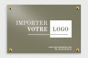 Plaque de porte aluminium - pl-entreprise-003-1 - 300 x 200 mm - taupe - screws-caps - pl-entreprise-003-1