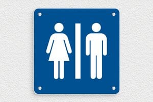 Plaque de porte WC - Toilettes et salle de bains - Plaque toilettes - 150 x 150 mm - PVC - bleu-blanc - screws - pl-magasin-0013-1