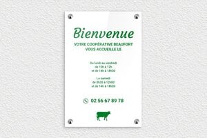 Panneau boutique - pl-magasin-002-1 - 200 x 300 mm - blanc-vert - screws-caps - pl-magasin-002-1