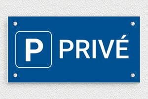 Signalétique pour magasins et commerces - Panneau parking privé - 200 x 100 mm - PVC - bleu-blanc - screws - pl-magasin-005-1