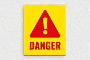 Plaque pour porte chambre d’ado - Plaque danger - 100 x 120 mm - PVC - jaune-rouge - magnetic - pl-magnetique-08-1