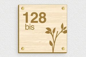 Plaque numéro maison en bois - pl-maison-bois-005-1 - 100 x 100 mm - erable - screws - pl-maison-bois-005-1