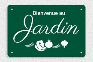 Plaque Jardin - pl-maison-jardin-bienvenu-004-1 - 300 x 200 mm - vert-sapin-blanc - screws - pl-maison-jardin-bienvenu-004-1