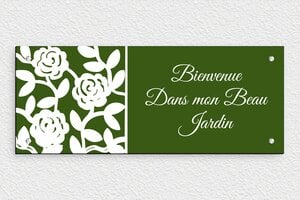 Plaque Jardin - pl-maison-jardin-bienvenue-002-1 - 300 x 120 mm - custom - screws - pl-maison-jardin-bienvenue-002-1