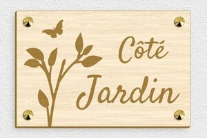 Plaque Jardin - pl-maison-jardin-bois-001-1 - 210 x 140 mm - erable - screws-caps - pl-maison-jardin-bois-001-1