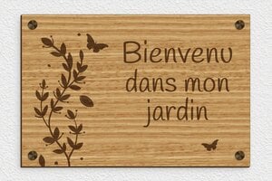 Plaque Jardin - pl-maison-jardin-bois-002-1 - 300 x 200 mm - chene - screws-caps - pl-maison-jardin-bois-002-1