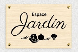 Plaque Jardin - pl-maison-jardin-bois-007-1 - 300 x 200 mm - erable - screws-caps - pl-maison-jardin-bois-007-1