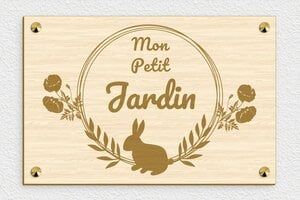 Plaque Jardin - pl-maison-jardin-bois-012-1 - 300 x 200 mm - erable - screws-caps - pl-maison-jardin-bois-012-1