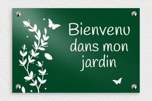 Plaque Jardin - pl-maison-jardin-metal-001-1 - 300 x 200 mm - vert - screws-caps - pl-maison-jardin-metal-001-1