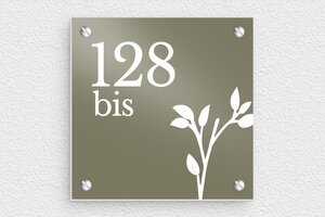 Plaque numéro maison style anglais - pl-num-anglais-008-1 - 100 x 100 mm - taupe - screws - pl-num-anglais-008-1