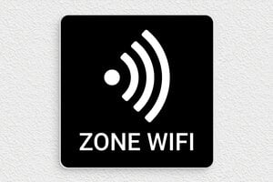 Enseigne pour salle de sport - Plaque zone wifi - 150 x 150 mm - PVC - noir-blanc - glue - pl-pictogramme-008-1