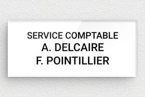 Plaque de porte plexiglas - pl-plexiglas-006-1 - 80 x 35 mm - blanc-noir - glue - pl-plexiglas-006-1
