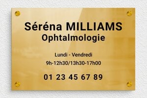 Plaque Ophtalmologue - pl-plexiglas-017-4 - 300 x 200 mm - poli - screws-spacer - pl-plexiglas-017-4